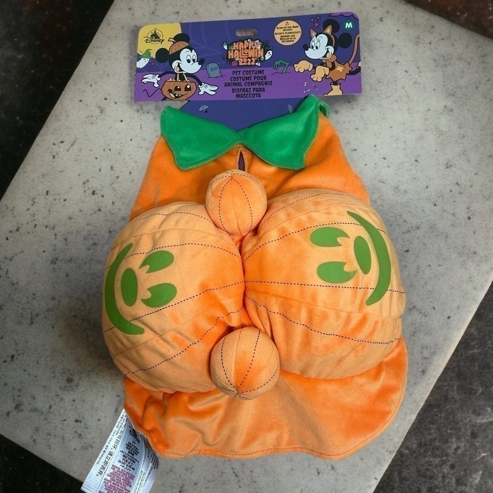 Disney Pumpkin Dog Costume Glow in the Dark Medium Orange Pet NEW Halloween